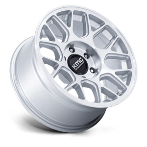 17X8.5 KMC KM730 HATCHET GLOSS SILVER W/ MACHINED FACE 5X127