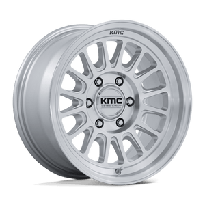 17X8.5 KMC KM733 IMPACT FFT GLOSS SILVER W/ MACHINED FACE 6X139.7