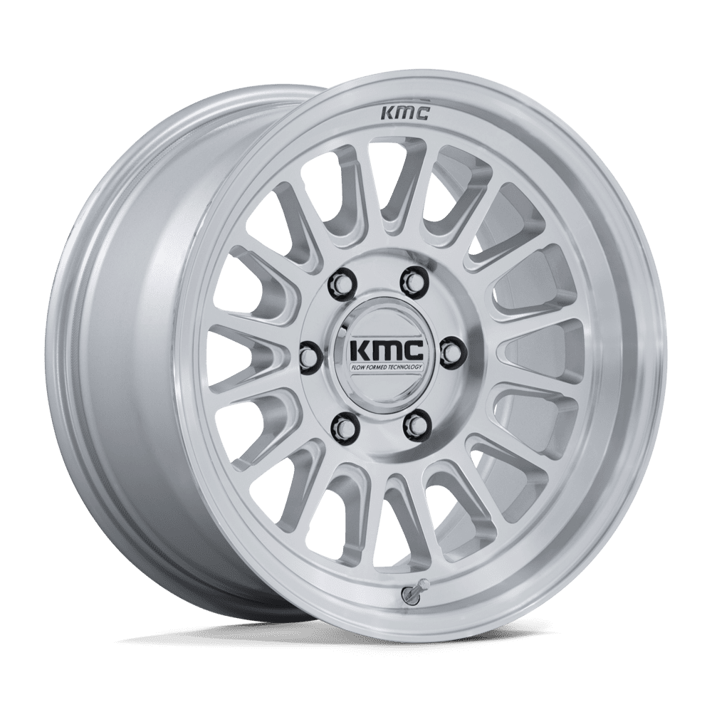 18X9 KMC KM733 IMPACT FFT GLOSS SILVER W/ MACHINED FACE 8X165.1