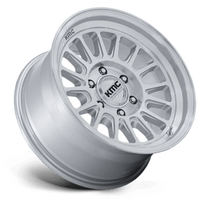 17X8.5 KMC KM733 IMPACT FFT GLOSS SILVER W/ MACHINED FACE 6X139.7