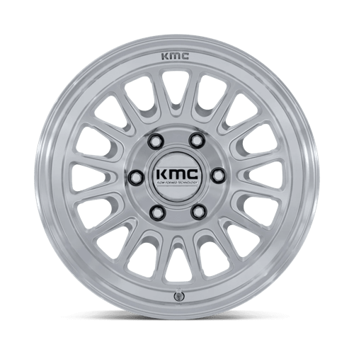 17X8.5 KMC KM733 IMPACT FFT GLOSS SILVER W/ MACHINED FACE 6X114.3