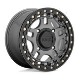 14X7 KMC Powersports KS240 RECON BEADLOCK GUN METAL W/ GLOSS BLACK RING 4X156