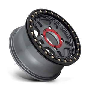 15X7 KMC Powersports KS240 RECON BEADLOCK GUN METAL W/ GLOSS BLACK RING 4X137