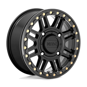 15X6 KMC Powersports KS250 CAGE BEADLOCK SATIN BLACK W/ GLOSS BLACK RG 4X156