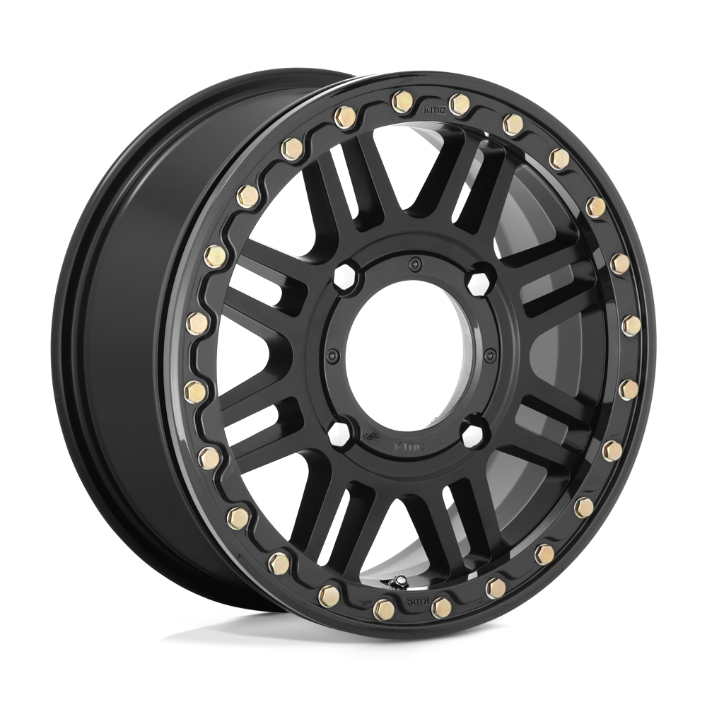 15X10 KMC Powersports KS250 CAGE BEADLOCK SATIN BLACK W/ GLOSS BLACK RG 4X137