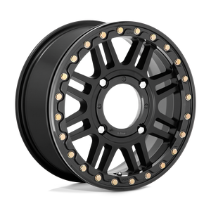 15X10 KMC Powersports KS250 CAGE BEADLOCK SATIN BLACK W/ GLOSS BLACK RG 4X156