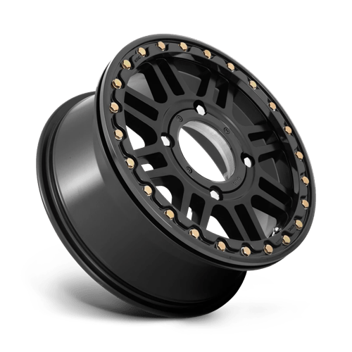 15X6 KMC Powersports KS250 CAGE BEADLOCK SATIN BLACK W/ GLOSS BLACK RG 4X137