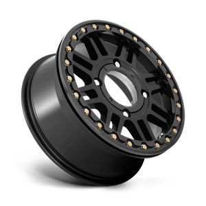 15X6 KMC Powersports KS250 CAGE BEADLOCK SATIN BLACK W/ GLOSS BLACK RG 4X137