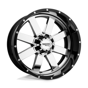 20X10 Moto Metal MO200 CHROME W/ GLOSS BLACK MILL LIP 5X127