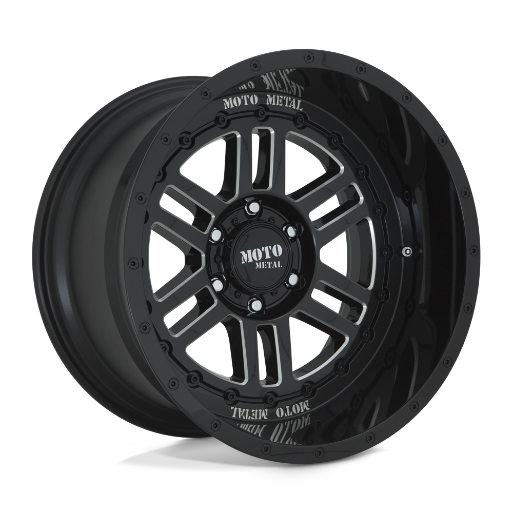 20X10 Moto Metal MO800 DEEP SIX GLOSS BLACK MILLED 6X139.7