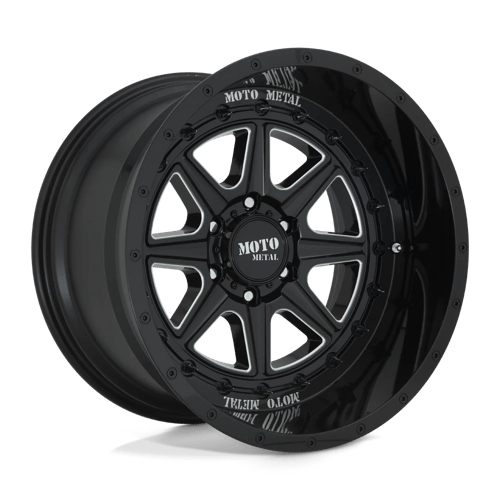 22X12 Moto Metal MO801 PHANTOM GLOSS BLACK MILLED 6X139.7