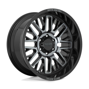 20X9 Moto Metal MO802 WARLOCK GLOSS BLACK MACH W/ GRAY TINT 8X180