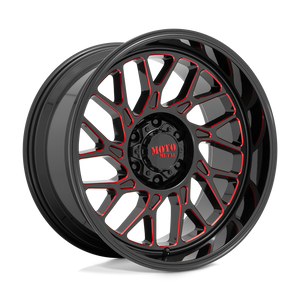 20X10 Moto Metal MO805 GLOSS BLACK MILLED W/ RED TINT 6X139.7