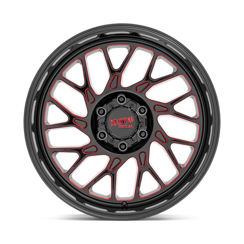 20X10 Moto Metal MO805 GLOSS BLACK MILLED W/ RED TINT 8X165.1