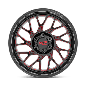20X10 Moto Metal MO805 GLOSS BLACK MILLED W/ RED TINT 6X139.7