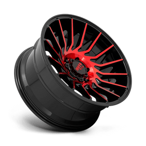 22X12 Moto Metal MO807 GLOSS BLACK MACH W/ RED TINT 8X170