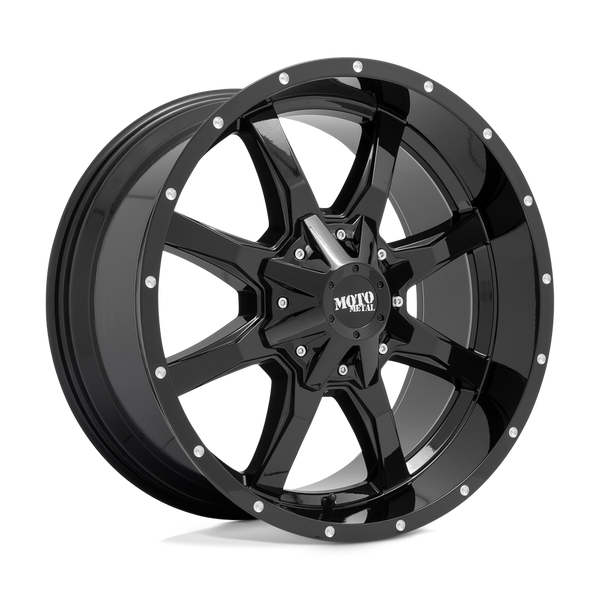 16X8 Moto Metal MO970 RIMS - GLOSS BLACK W/ SPOT MILLED LIP 6X135/6X139.7