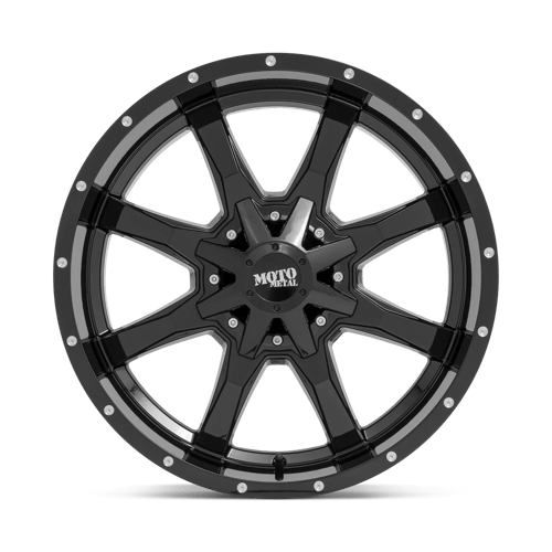 17X8 Moto Metal MO970 RIMS -  GLOSS BLACK W/ SPOT MILLED LIP 6X135