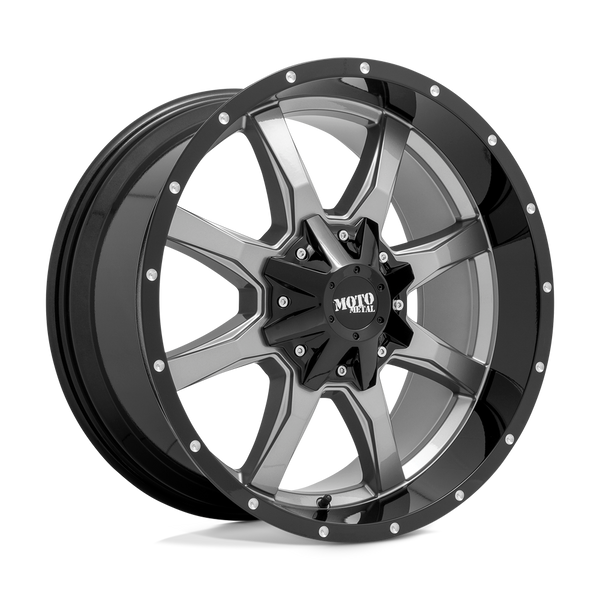 18X9 Moto Metal MO970 RIMS - GLOSS GRAY CENTER W/ G-BLK LIP 6X135/6X139.7