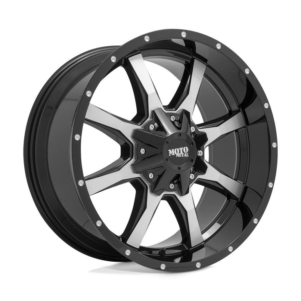 18X10 Moto Metal MO970 RIMS - GLOSS BLACK W/ MACHINED FACE 6X135/6X139.7