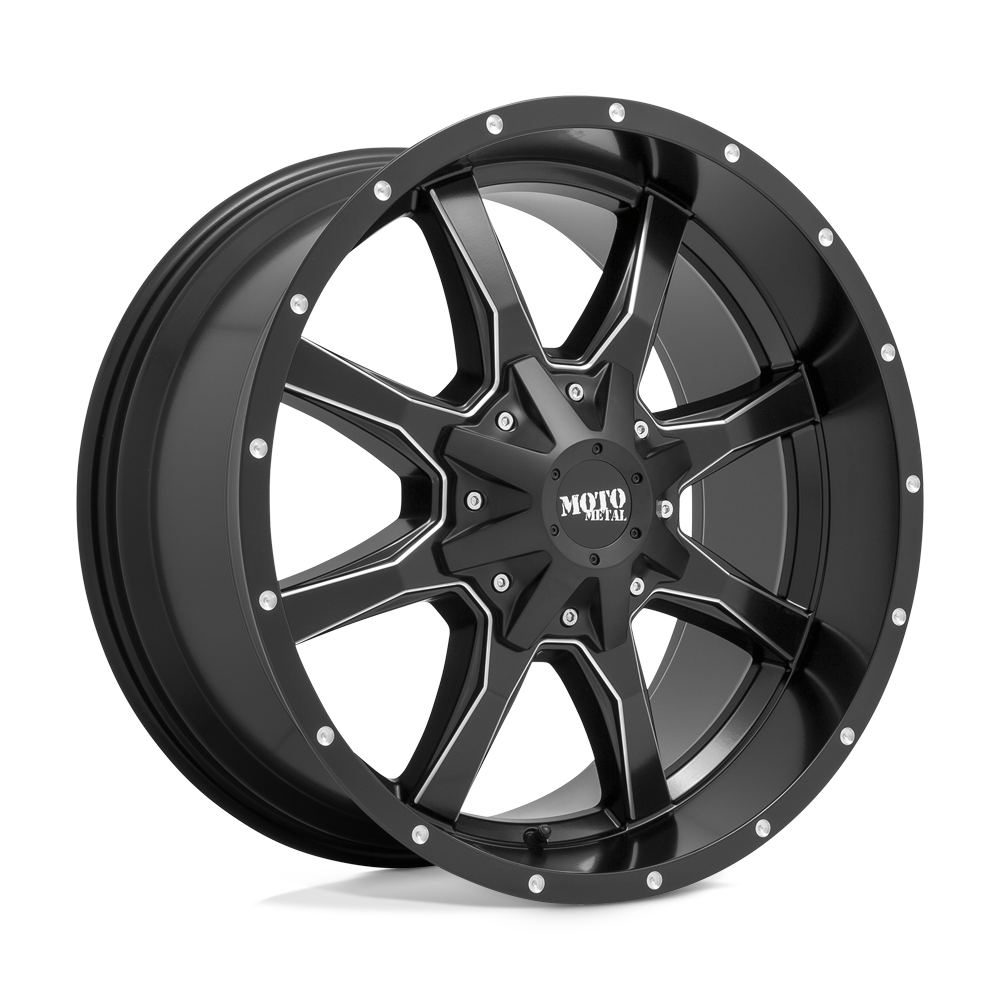 20X10 Moto Metal MO970 RIMS - SEMI GLOSS BLACK MILLED 6X135/6X139.7