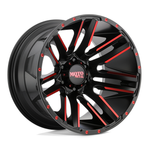 20X10 Moto Metal MO978 RAZOR SATIN BLACK MACH W/ RED TINT 6X139.7