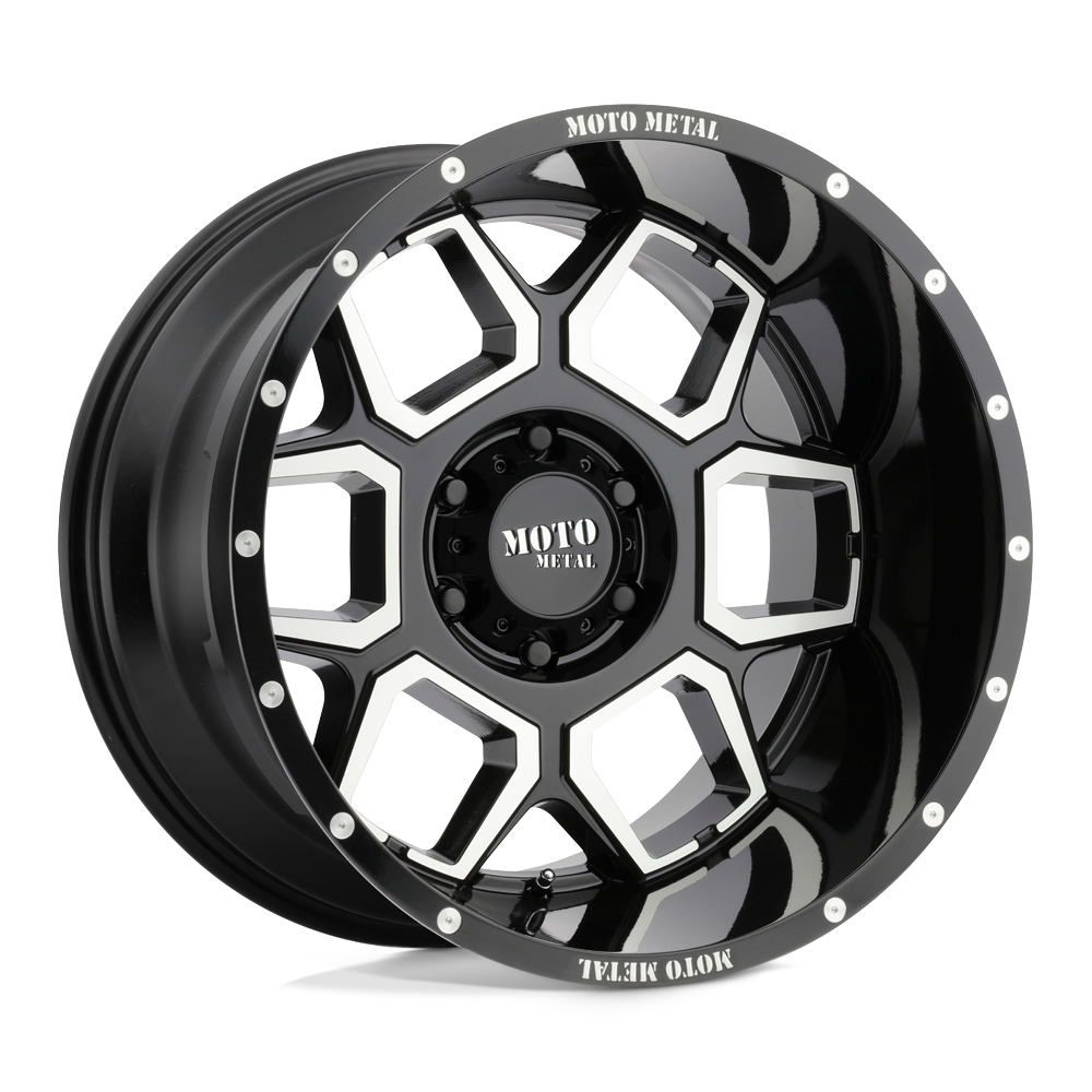 20X10 Moto Metal MO981 SPADE GLOSS BLACK MACHINED 6X139.7