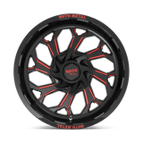 20X10 Moto Metal MO999 GLOSS BLACK MILLED W/ RED TINT 8X165.1