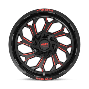 20X10 Moto Metal MO999 GLOSS BLACK MILLED W/ RED TINT 8X165.1