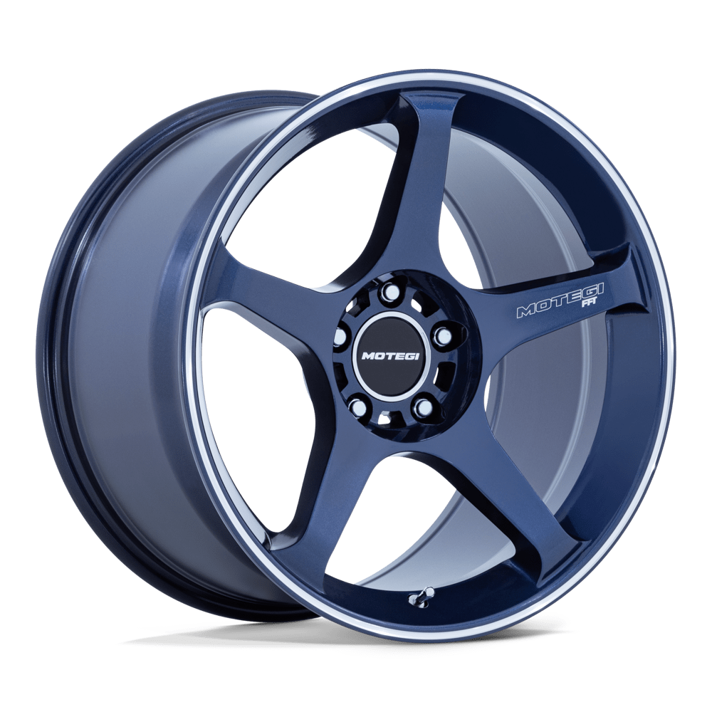17X9.5 Motegi MR159 BATTLE V OBSIDIAN BLUE MACH LIP STRIPE 5X114.3