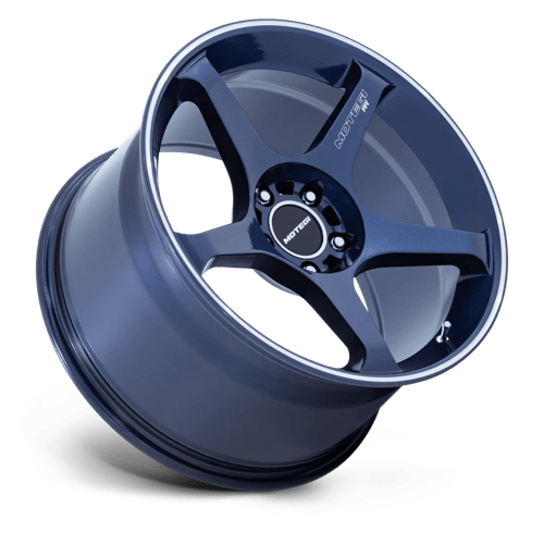 18X9.5 Motegi MR159 BATTLE V OBSIDIAN BLUE MACH LIP STRIPE 5X114.3