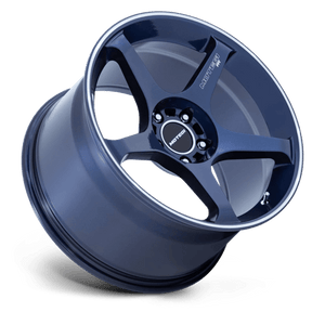 18X9.5 Motegi MR159 BATTLE V OBSIDIAN BLUE MACH LIP STRIPE 5X114.3