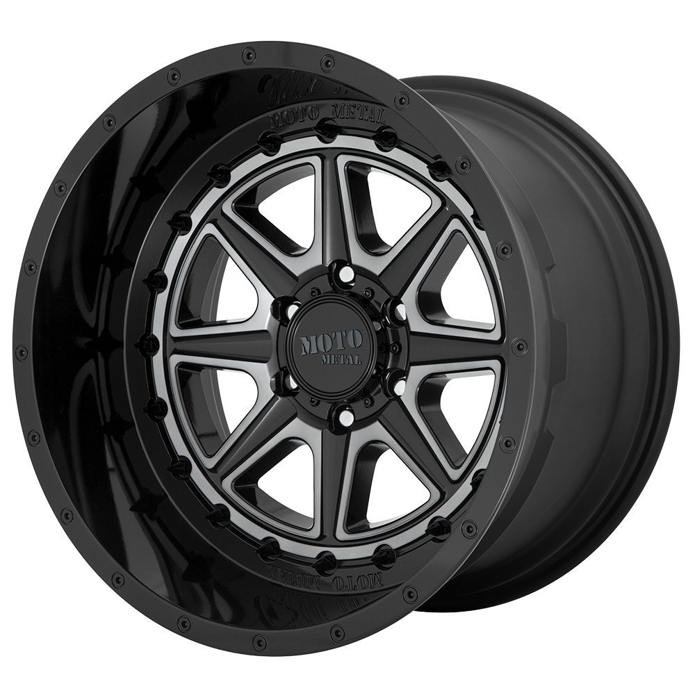 20X10 Moto Metal MO801 PHANTOM GLOSS BLACK W/ GRAY TINT 6X135