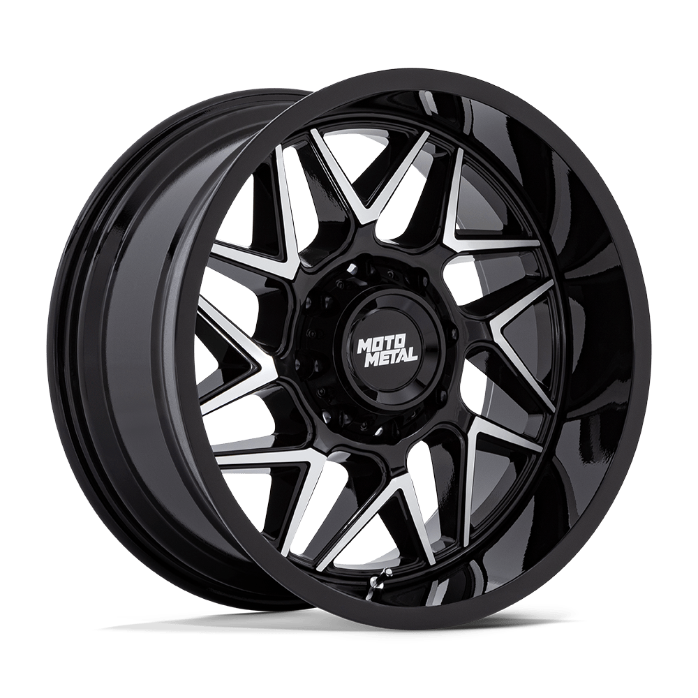 20X9 Moto Metal MO812 TURBINE RIMS - GLOSS BLACK W/ MACHINED FACE 8X180