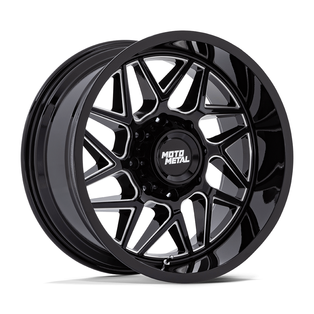 20X9 Moto Metal MO812 TURBINE RIMS - GLOSS BLACK MILLED 8X180
