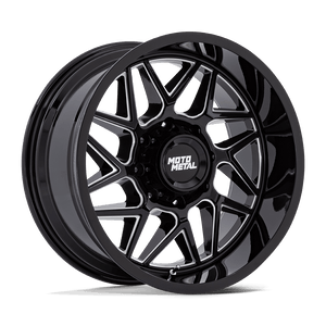 20X9 Moto Metal MO812 TURBINE RIMS - GLOSS BLACK MILLED 8X180