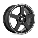 15X6.5 Motegi MR116 FS5 GLOSS BLACK W/ MACHINED FLANGE 4X100/4X114.3