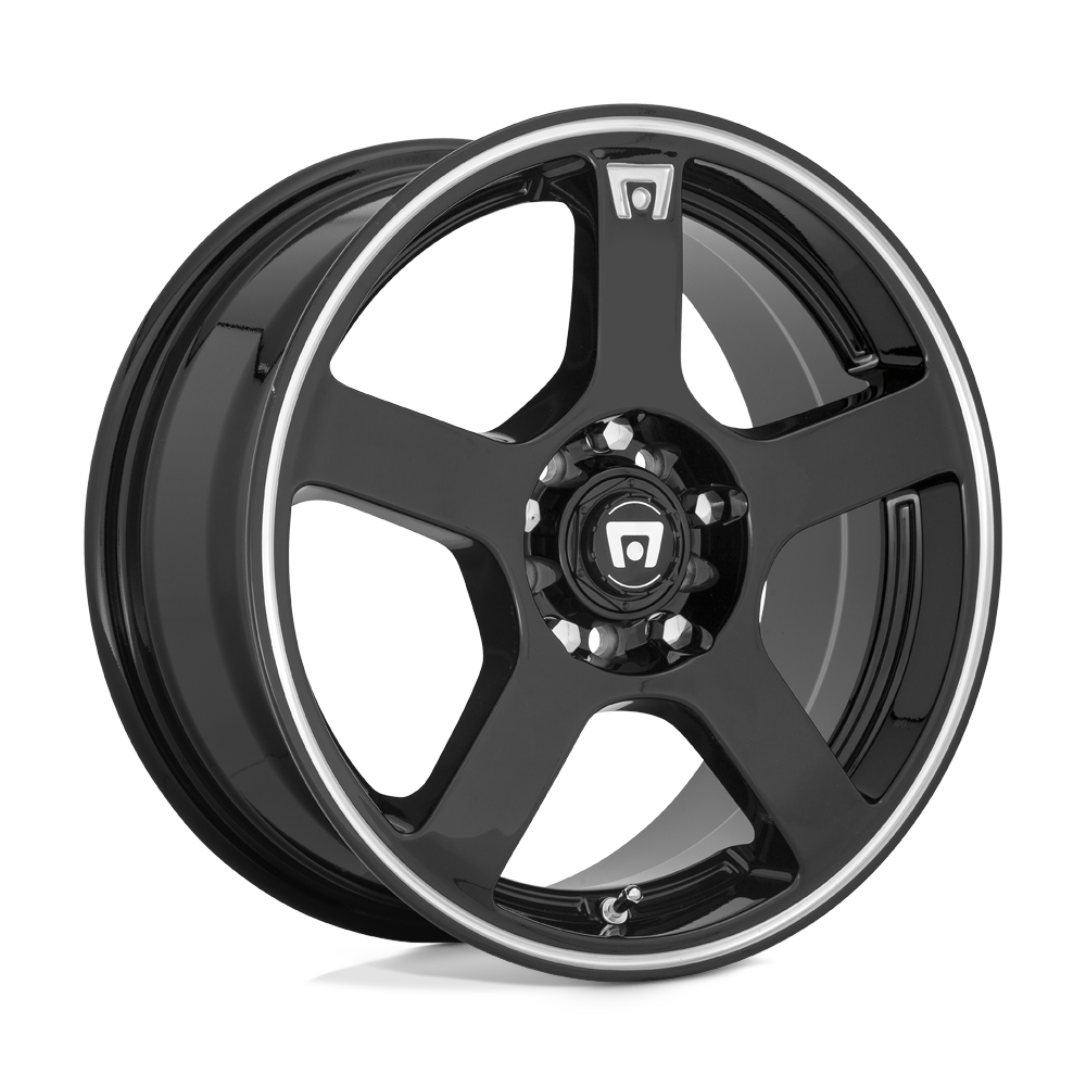 16X7 Motegi MR116 FS5 GLOSS BLACK W/ MACHINED FLANGE 5X112/5X114.3