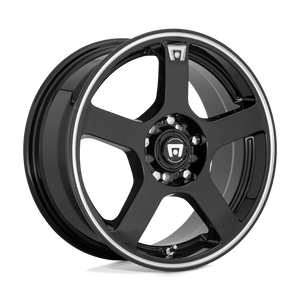 17X7 Motegi MR116 FS5 GLOSS BLACK W/ MACHINED FLANGE 5X100/5X114.3