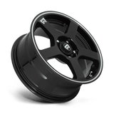 18X8 Motegi MR116 FS5 GLOSS BLACK W/ MACHINED FLANGE 5X108/5X114.3