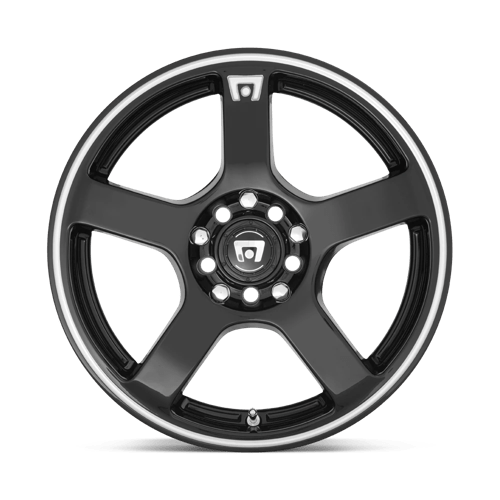 17X7 Motegi MR116 FS5 GLOSS BLACK W/ MACHINED FLANGE 5X100/5X114.3