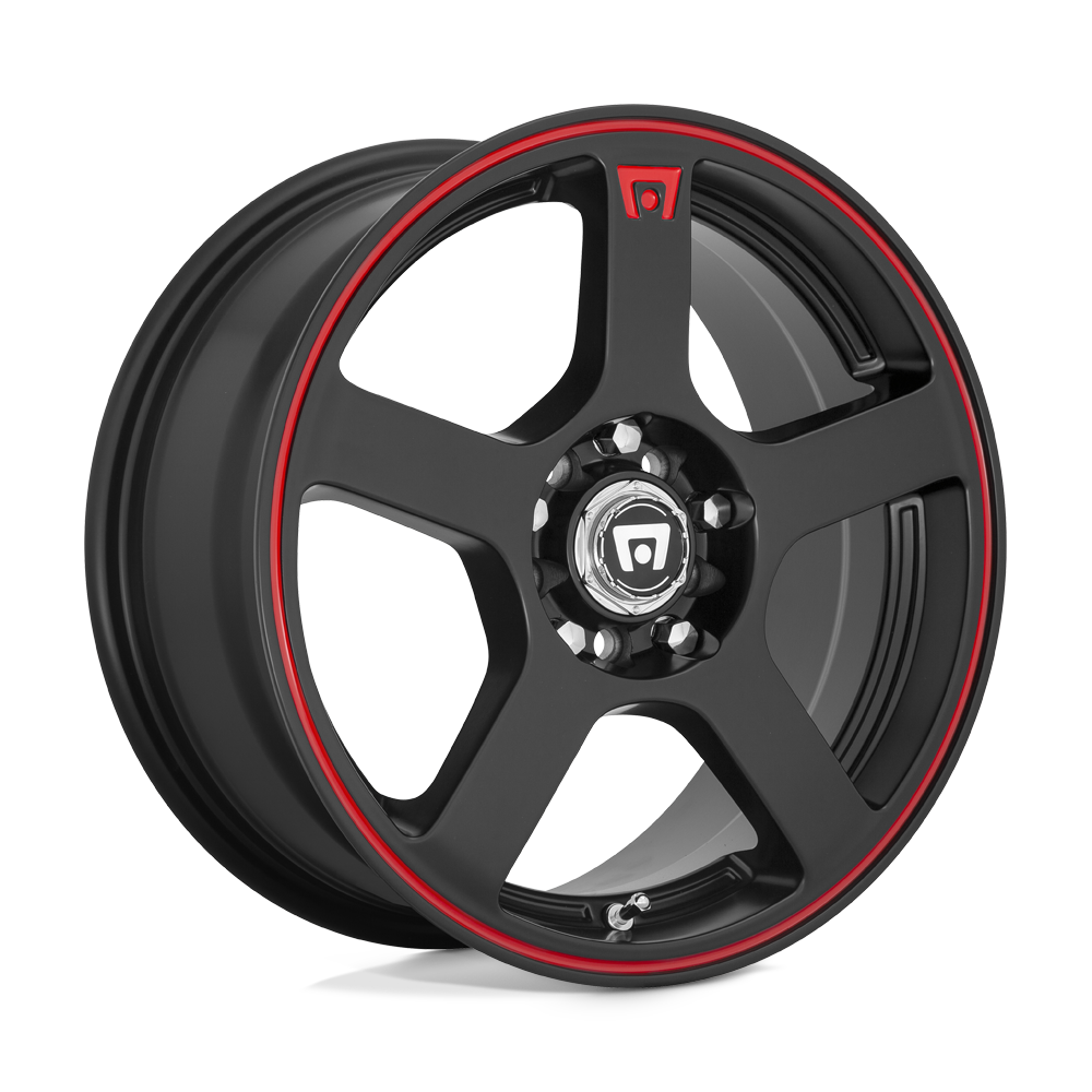 17X7 Motegi MR116 FS5 MATTE BLACK W/ RED STRIPE 4X108/4X114.3