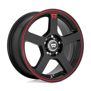 16X7 Motegi MR116 FS5 MATTE BLACK W/ RED STRIPE 5X100/5X114.3