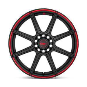 15X6.5 Motegi MR142 CS8 SATIN BLACK W/ RED STRIPE 5X100/5X114.3
