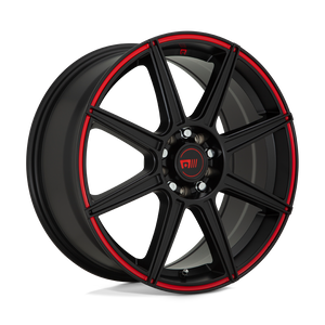 17X7 Motegi MR142 CS8 SATIN BLACK W/ RED STRIPE 5X100/5X114.3