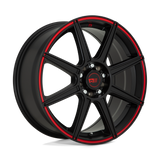 17X7 Motegi MR142 CS8 SATIN BLACK W/ RED STRIPE 5X108/5X114.3