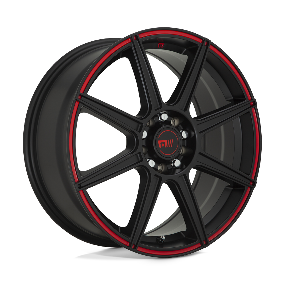 17X7 Motegi MR142 CS8 SATIN BLACK W/ RED STRIPE 5X110/5X115