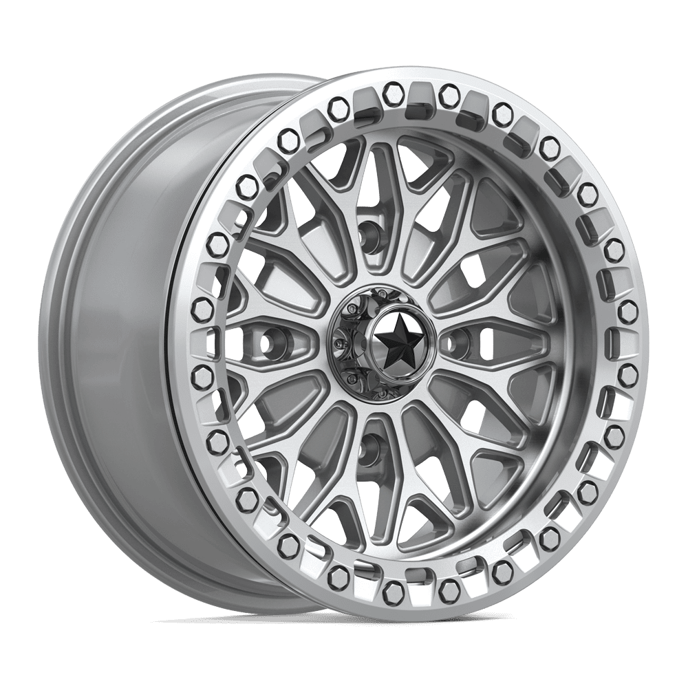 15X7 MSA Offroad Wheels MA53 BOLO UTV BEADLOCK GLOSS SILVER W/ MACHINED FACE 4X156