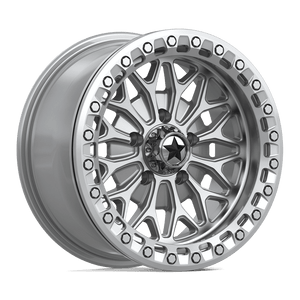 15X7 MSA Offroad Wheels MA53 BOLO UTV BEADLOCK GLOSS SILVER W/ MACHINED FACE 5X114.3