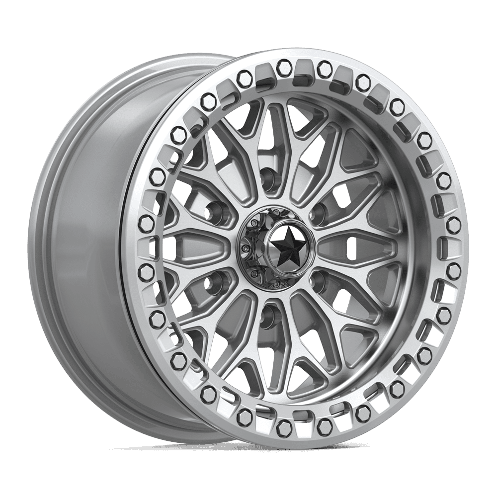 15X7 MSA Offroad Wheels MA53 BOLO UTV BEADLOCK GLOSS SILVER W/ MACHINED FACE 6X139.7